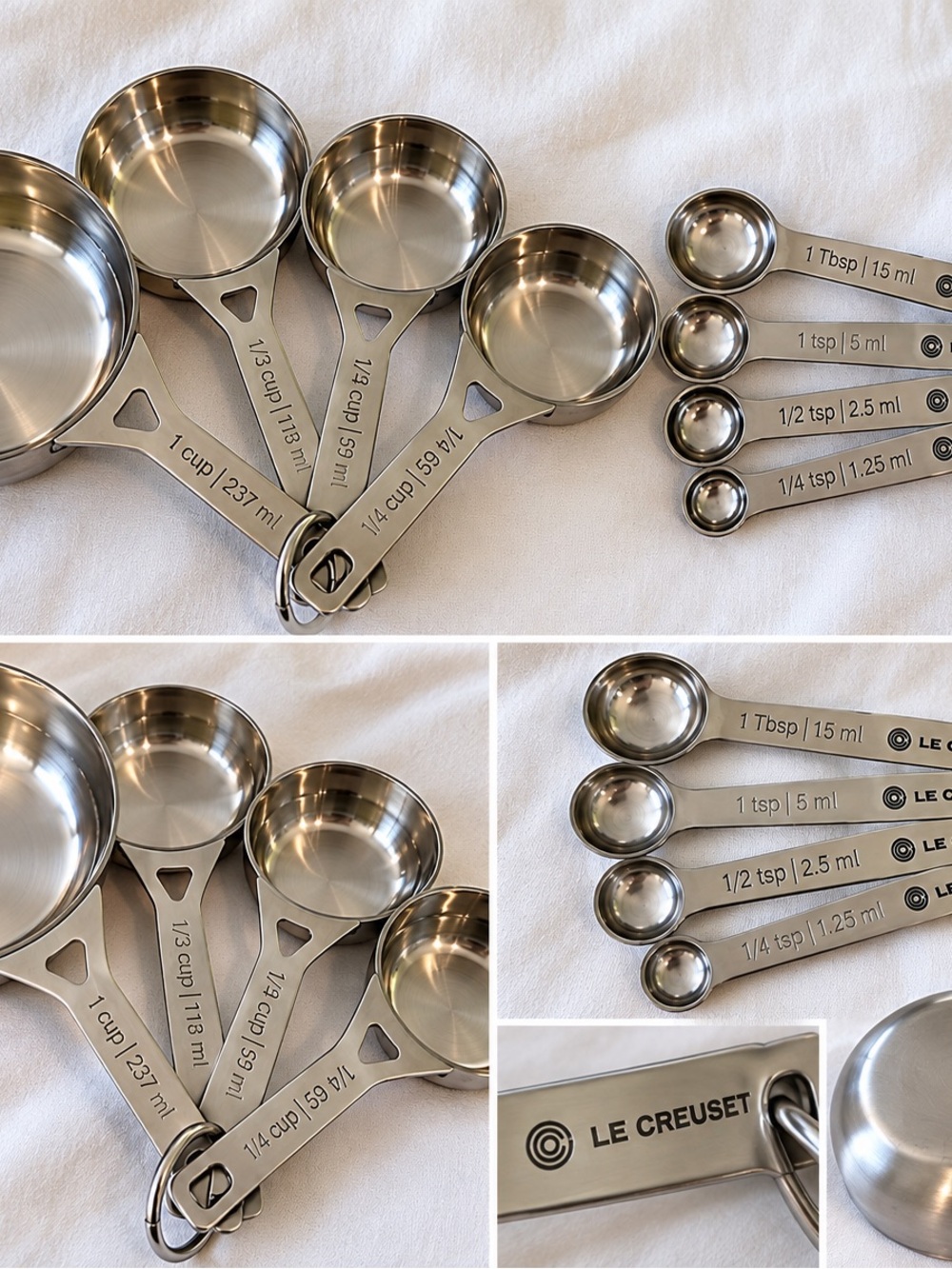 Le Creuset Stainless Steel Measuring Cups & Spoons Set -Silver